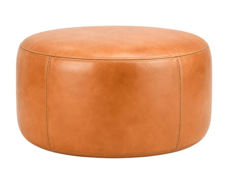 Round leather ottoman with luxurious contemporary minimalist seating design