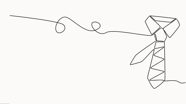 Animated self drawing of continuous line draw tie. Happy Father's Day concept. Full length one line animation, Necktie continuous one single line drawn concept video vector on white background.