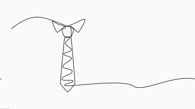 Animated self drawing of continuous line draw tie. Happy Father's Day concept. Full length one line animation, Necktie continuous one single line drawn concept video vector on white background.