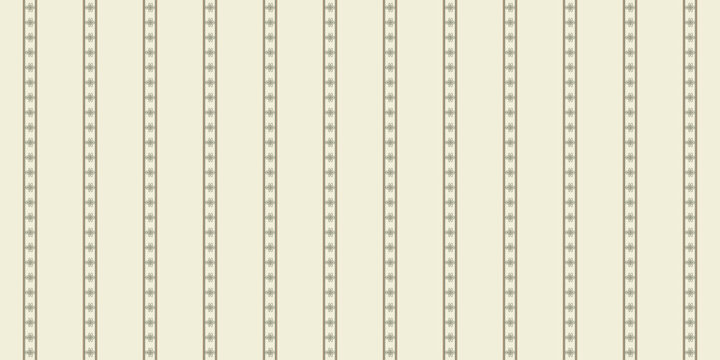 Seamless vintage beige vertical pinstripe vector pattern with delicate ornamental ethnic lace stripes for wallpaper art