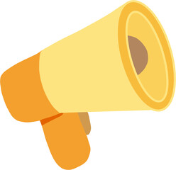 Yellow megaphone speaker illustration for safety announcement and emergency education