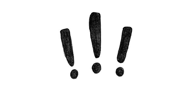 Black, hand, drawn, exclamation, marks, animation, sketchy, doodle, marks, Alpha channel, warning, indicator, alert, sign, attention, symbol, artistic, motion, graphic, 4k.
