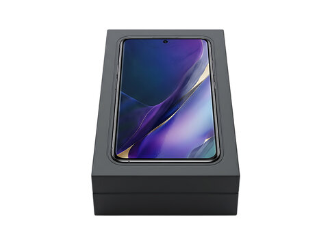 Modern rectangular gift box with abstract purple and gold marble pattern lid design