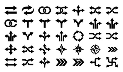 Fototapeta premium Creative two way three way arrow silhouette vector icon design