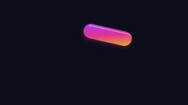 Abstract gradient capsule shape rotating on dark animation 4k background, for modern motion, pill