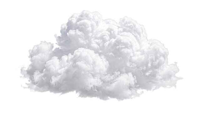 Detailed white cumulus cloud isolated on png isolated on transparent background