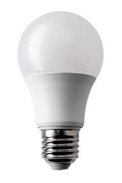Energy saving E27 LED light bulb with Edison screw base isolated on white with clipping path, representation of ideas, innovation, green technology, and electricity.