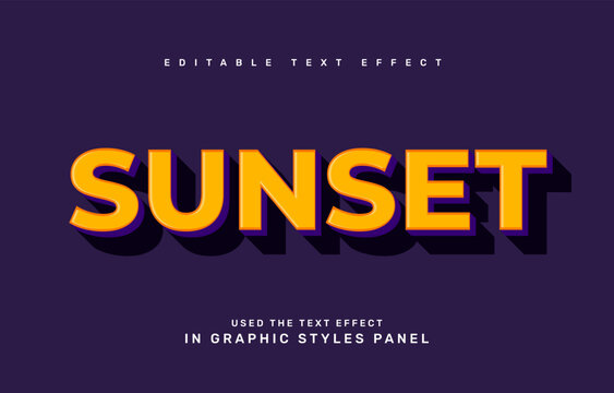 Sunset text effect graphic style for adobe illustrator with typography illustrator editable template creative lettering typeface branding commercial advertising