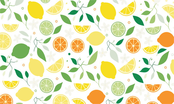Bright Citrus Botanical Background.