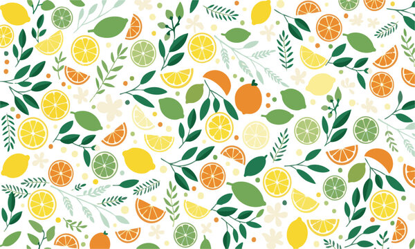 Fresh Lemon Lime Orange Pattern.