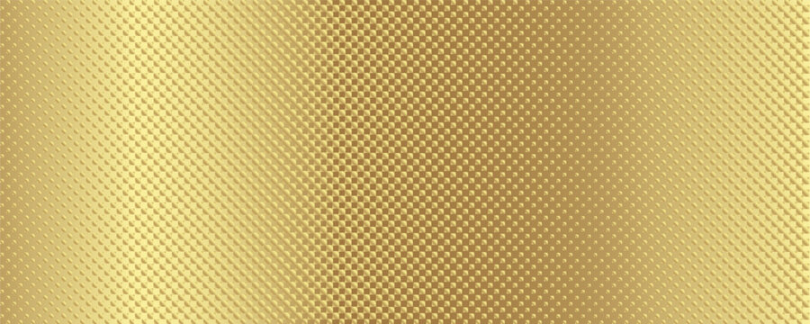 Abstract golden metallic background with panel geometric checkered texture and smooth gradient lighting.