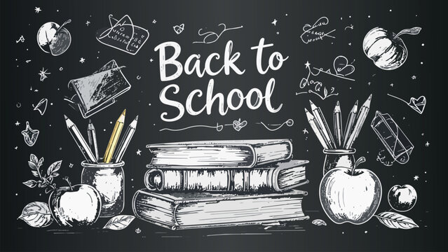 Back to school lettering with educational elements