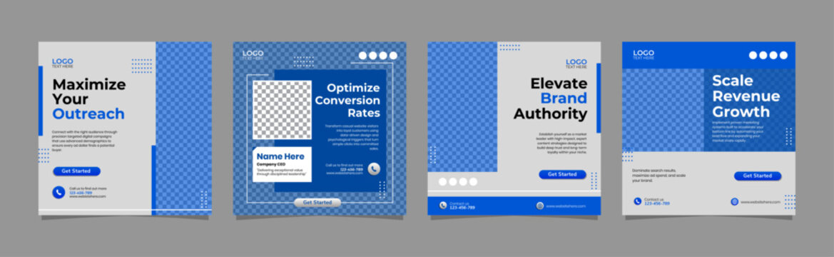 Modern Corporate Business Social Media Carousel Post Template Set, Editable AI file