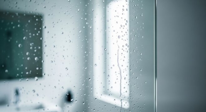 Close Up Of Water Droplets On A Modern Glass Surface