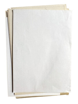 White old notebook journal paper piece stack. Blank aged retro vintage sheet of paper. Collage scrapbook texture background