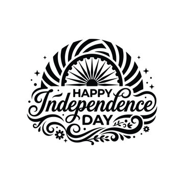 Ornamental Happy Independence Day Decorative Badge Vector