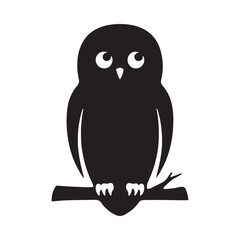 Obraz premium Owl Silhouette On Branch Black And White Graphic