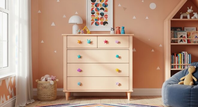 Chic And Cozy Childrens Bedroom Decor Featuring Playful Knobs And Warm Tones