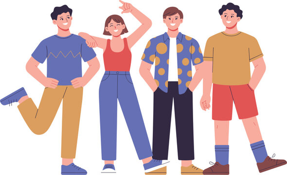 Four Friends Posing Together in Casual Outfits group