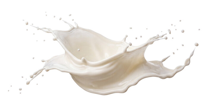 Milk splash with droplets, isolated on transparent background