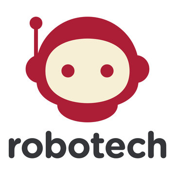 Robotech Logo Design Featuring A Red Robot Mascot