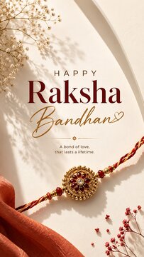 Raksha Bandhan Celebration poster with Traditional Rakhi and Festive Thali