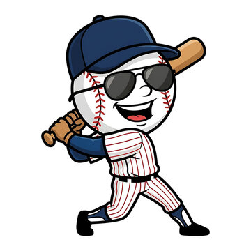 Cute Cartoon Zombie Pirate Boy Baseball Player Holding Ball Wearing Hat and Cap Fun Halloween Sports Character Vector Illustration Isolated on White Background