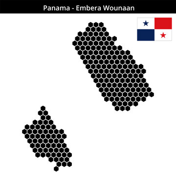 Map of Panama region EmberaWounaan in medium hexagonal dots