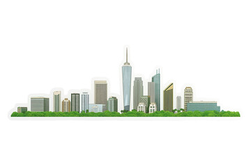 Fototapeta premium Minimal modern cityscape with trees isolated