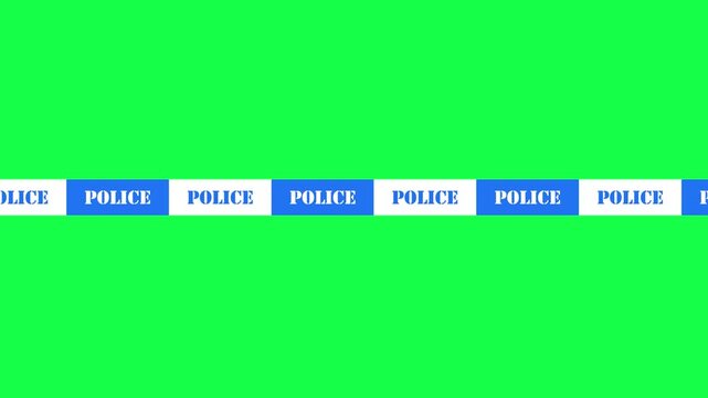 White Blue Police Line Video Motion, Do Not Cross Line with Green Screen