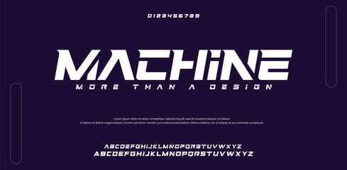 Machine, Abstract scifi modern logo alphabet fonts. Science fiction typography sport, technology, fashion, digital, future creative logos font. vector illustration © minionsXover