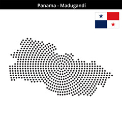 Fototapeta premium Map of Panama region Madugandí in concentric medium dots