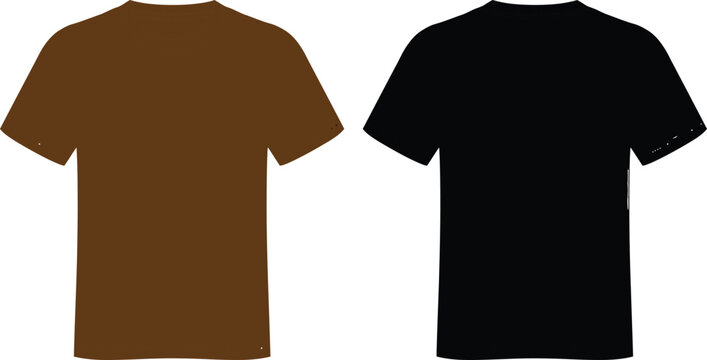 Blank Short Sleeve T-Shirt Vector Mockup Featuring Front and Back Views for Apparel Branding, Fashion Design and Merchandise Templates