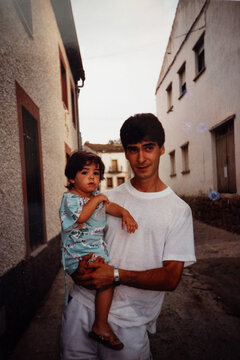 UGC analog film portrait of father and baby