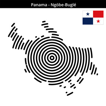 Map of Panama region Ng&ouml;be-Bugl&eacute; in larger concentric lines