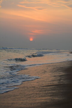 Beautiful beach view at sunset 