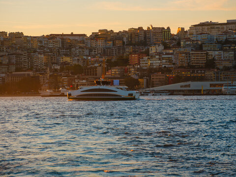 Sunset view of Golden Horn in Istanbul 