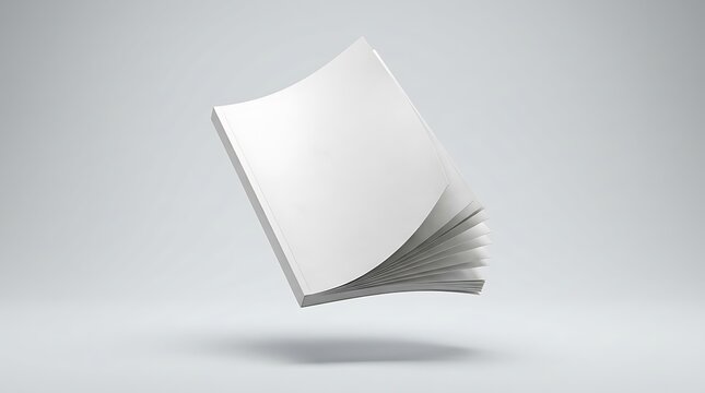 Blank white magazine or book mockup floating in the air for professional branding and design display. magazine mockup psd