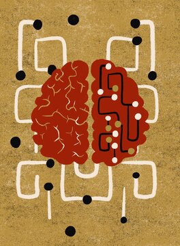 Creative Design of a Brain With Abstract Shapes and Patterns