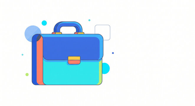 Business Briefcase Portfolio and Work Case Flat Vector Illustration Icon