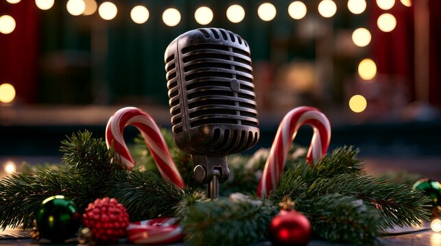 Retro Vocal Centerpiece with Peppermint Holiday Accents