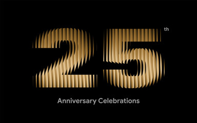 Obraz na płótnie Canvas Logo design for the 25th anniversary with a ribbed glass visual effect for the celebration event. Emblem with the number 25.