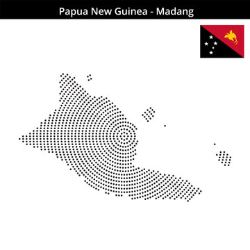 Map of Papua-New-Guinea region Madang in concentric small dots