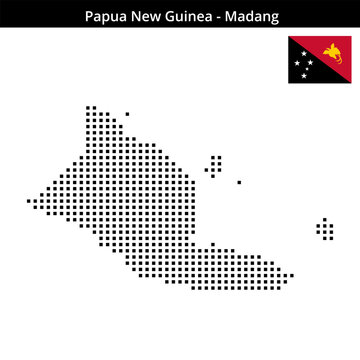 Map of Papua-New-Guinea region Madang in medium size square dots