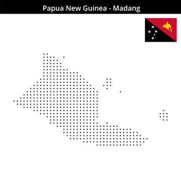 Map of Papua-New-Guinea region Madang in small size square dots