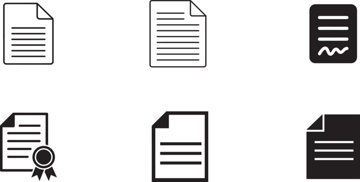 Collection of professional document and contract icons with document, contract