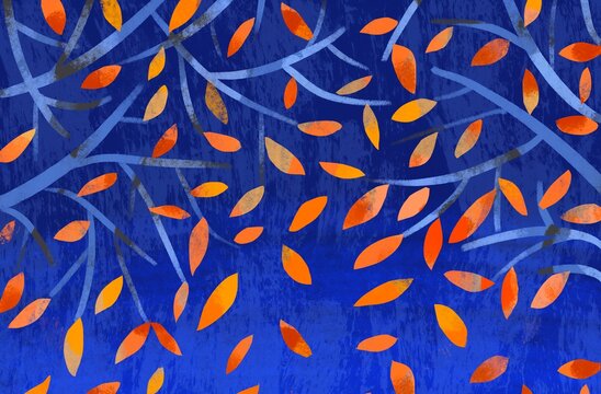 Glowing Autumn Leaves on Dark Contrast Background