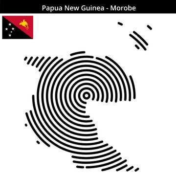 Map of Papua-New-Guinea region Morobe in larger concentric lines