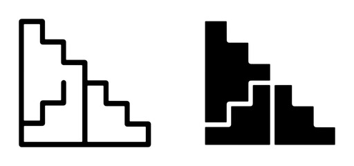 Fototapeta premium Staircase Icons, Step Up Graphics, Abstract Geometric Stairs, Progress and Growth Vector Symbols, Minimalist Ascent Concepts
