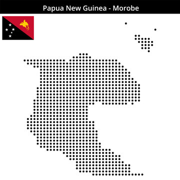 Map of Papua-New-Guinea region Morobe in medium size dots